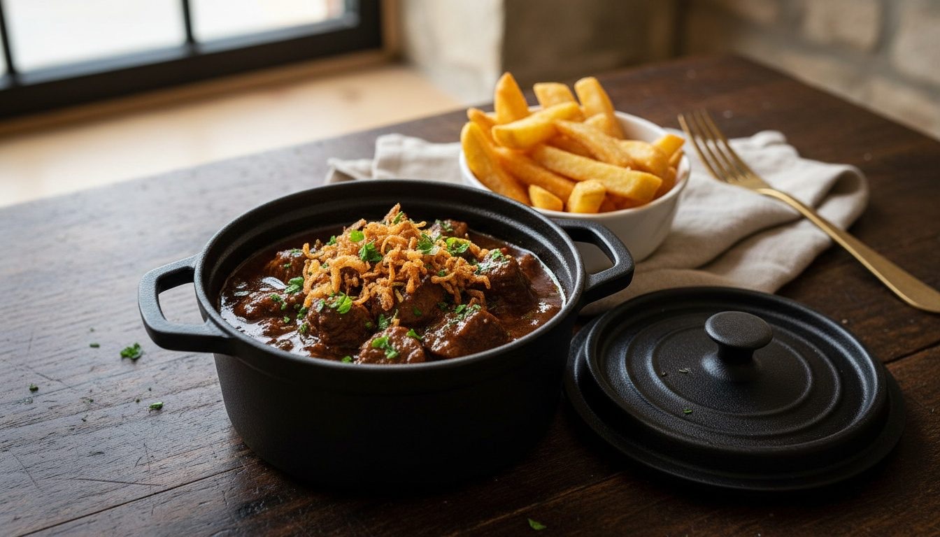 Cocotte de carbonnade flamande et frites maison